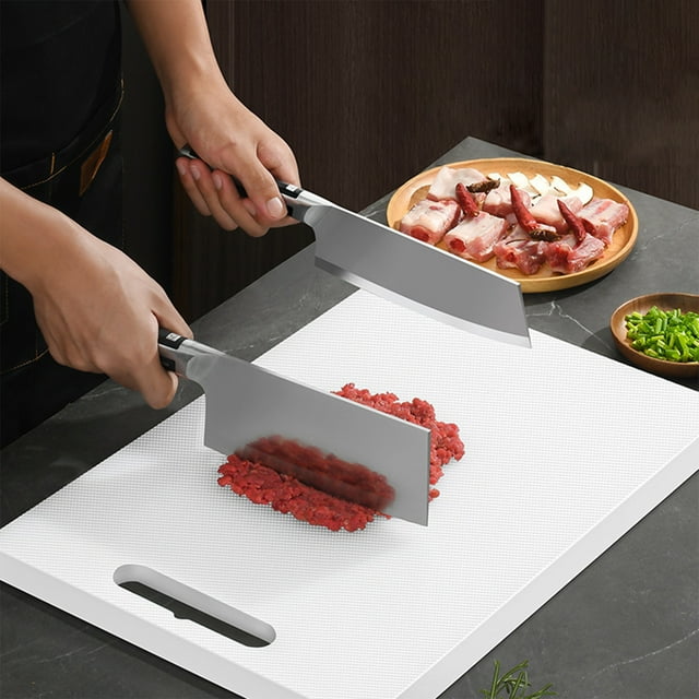 Tabla de cortar de cocina de doble cara | Tabla de cortar de PE engrosada multifuncional | Diseño antideslizante | Fácil de limpiar | Superficie blanca duradera de preparación de alimentos |