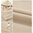 thumbnail image 5 of Htigea Womens V-Neck Hoodies Drawstring Hooded Sweatshirts Knit Ribbed Long Sleeve Pullover Casual Loose Tunic Tops with Pocket Beige S, 5 of 6