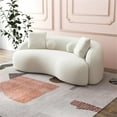 thumbnail image 4 of Highland Modern Living Room French Knitted White Boucle Fabric Upholstered Sofa, 4 of 7