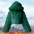 thumbnail image 2 of Baberdicy Womens Winter Coats Women Short Faux Hooded Warm Furry Splicing Jacket Long Sleeve Outerwear Womens Winter Coats Army Green, 2 of 4