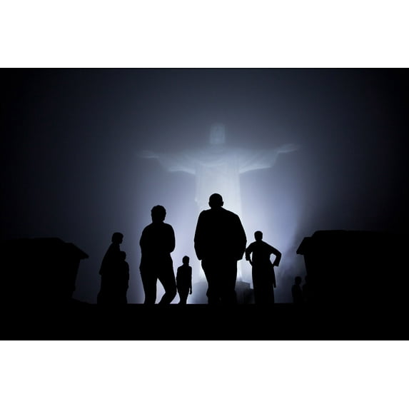 24"x36" Gallery Poster, Obama family at Christ the Redeemer Rio de Janeiro in Brazil 2011