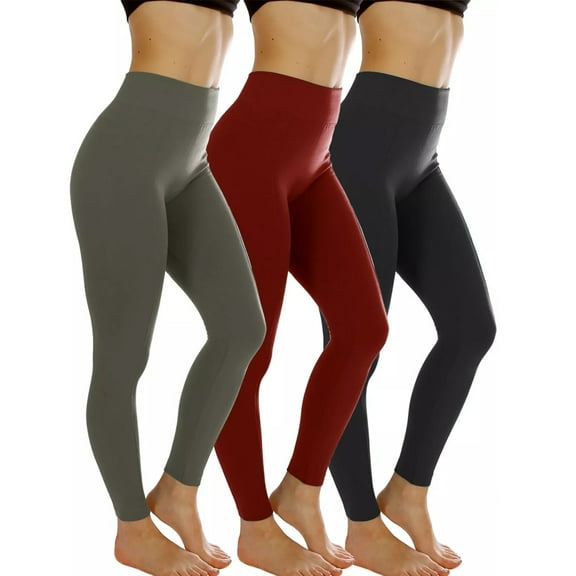 3-Pack Women's High-Waisted Leggings - Stretchy Soft Yoga Pants for Workout, Running & Fitness
