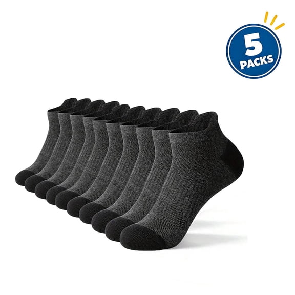 ClodeEU Men's Cushioned Low-Cut Athletic Socks 5 Pairs Pack, Breathable Socks, Moisture-Wicking Cushion Sock, 5-Pack