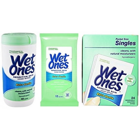 Wet Ones Sensitive Skin Hand Wipes, Extra Gentle 40 Count Canister - Combo Pack