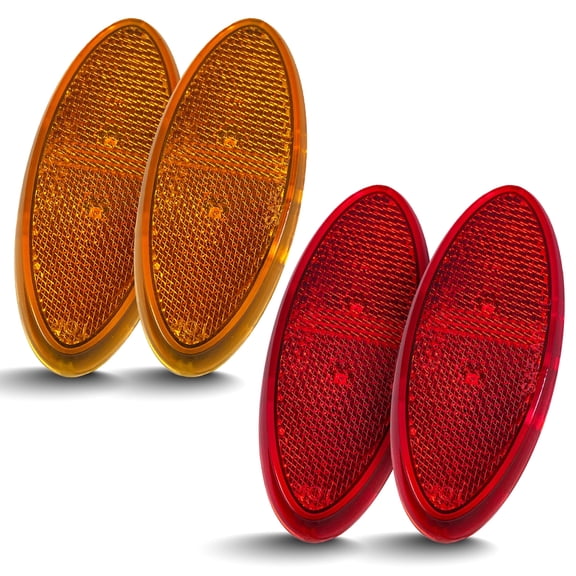 Command Electronics OEM 12V LED RV & Trailer Oval Clearance Light with Built-in Reflex - Made in USA - Surface Mount for Easy Installation - Hardware & Connectors Included | Amber & Red (4 Pack)