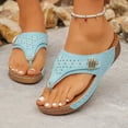 thumbnail image 2 of WRKEKC Sandals for Women Toe Post Metal Strip Perforated Upper Thick Sole Comfortable Wide Width for Daily Casual Wear, 2 of 9