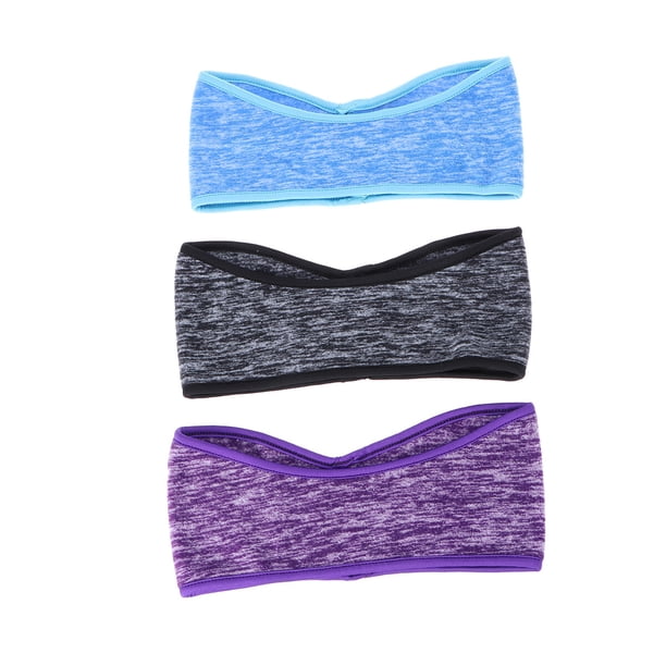 3pcs Fleece Headband Ear Warmers Ear Muffs Ear Absorbent Hair antideslizante para correr yoga (gris azul púrpura para cada uno)