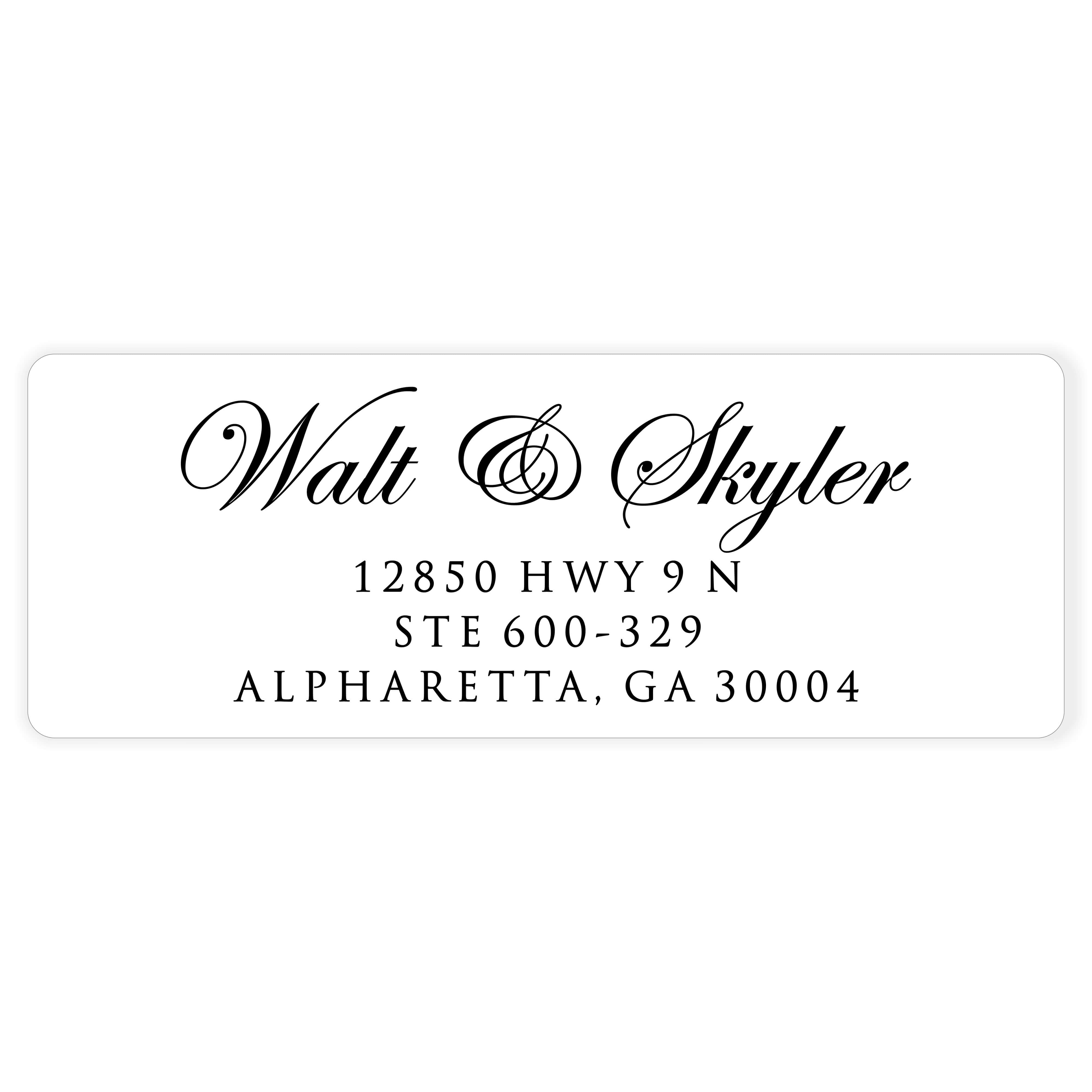 Clear Return Address Labels for Envelopes - Matte Frosted Clear Transparent Stickers, Custom Printed Personalized Labels, 5 Sheets, 150 Labels Total - Edwardian Script, Up to 4 Lines of text