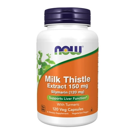 NOW Supplements, Silymarin Milk Thistle Extract 150 mg with Turmeric, 120 Veg Capsules