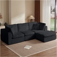 thumbnail image 2 of JERFIT Modern L-Shaped Sectional Sofa with Ottoman, Cloud Convertible Couch for Living Room, Chenille Fabric, Black, 2 of 6
