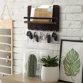 thumbnail image 2 of Key Holder for Wall and Mail Rack, Decorative Wooden Wall Rack for Keys, Letters, Bills - Pinewood Unique Industrial Decor, Perfect for Entryway, Kitchen (Brown, Large), 2 of 7