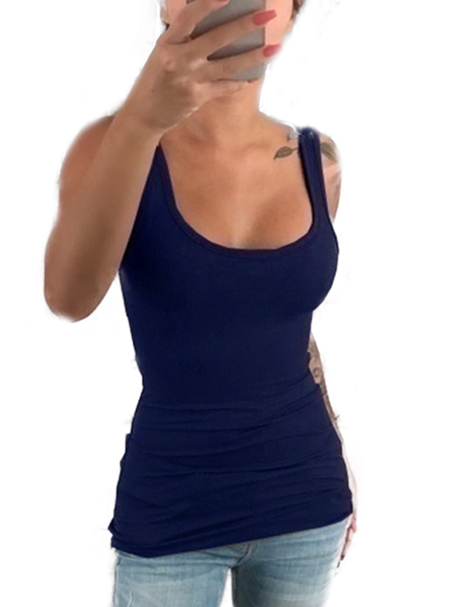 Women's Plus Size Low-cut Summer Sports Sleeveless Shirts - Walmart.com