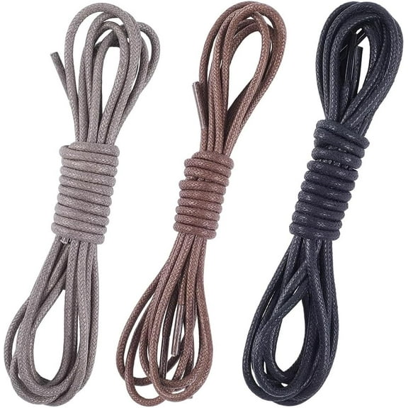 3 Colors 3 Pairs Dress Shoelaces 1/8 Inch Thin Round Cotton Shoestrings Replacement Business Oxford Boots Shoes Laces Strings Strips for Men Women Formal Leather Dress Boat Wedding Shoes