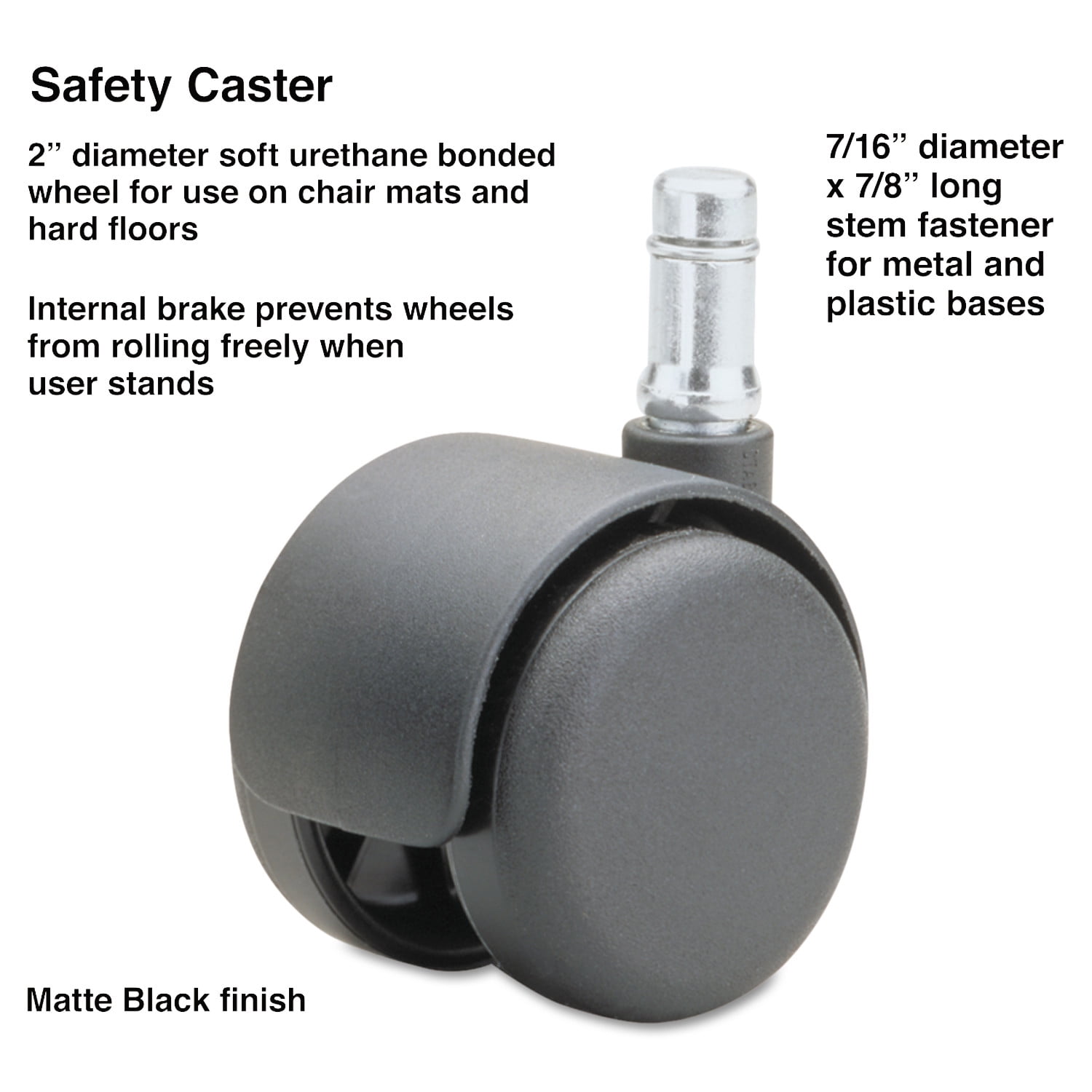 Master Caster Safety Casters,Standard Neck, Polyurethane, B Stem, 110