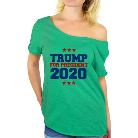 Awkward Styles Donald Trump Off The Shoulder Tshirt for Women Donald Trump USA Oversized Ladies Stylish Girls T Shirts Oversized Shirt Re-Elect Trump 2020 The Best American President (Best Shirts For Broad Shoulders)