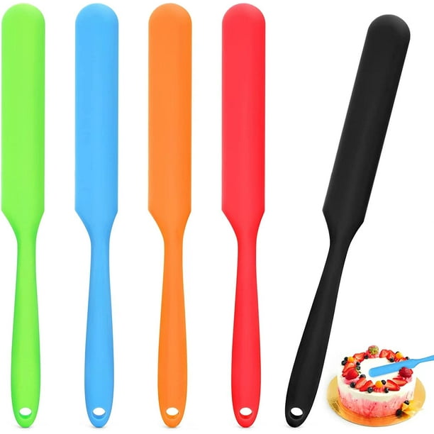 Juego de 5 espátulas para latas de gel de sílice, espátula para crema para pasteles, espátula para hornear de espátula para mantequilla mixta antiadherente resistente al calor de 9,8 pulgadas, utiliz