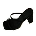 thumbnail image 2 of Zapatos de moda para mujer Sandalias sin cordones de color sólido informales con punta cuadrada Zapatillas de tacón alto de verano Wmkox8yii  hj789, 2 of 3