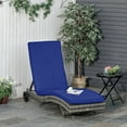 thumbnail image 2 of Outsunny Chaise Longue en Osier avec Coussin et Roues pour Patio, Terrasse, Bleu, 2 of 10