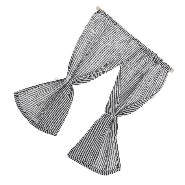 Miniature Dollhouse Window Curtains for Window Use 1:12 Scale Black Striped Drapes