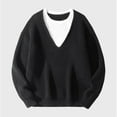 thumbnail image 6 of Kakii Men's Two Layer Sweater, Knit Pullover with White Shirt Collar, Long Sleeve Layered V-Neck Top, 6 of 7