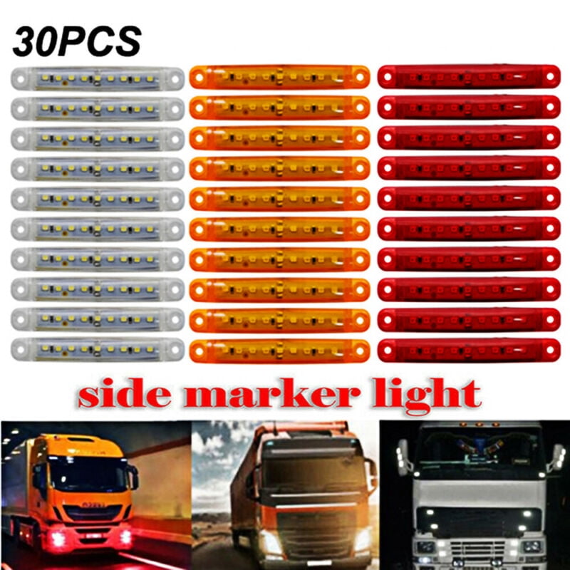 New 30pcs White Side Marker Indicator 6 SMD LED Lights fit Trailer Bus Truck 24V 