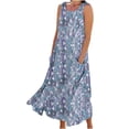 thumbnail image 1 of Vestido de Verano para las Mujeres sin Mangas Lino-Look Impreso Maxi, Suelto Fluido Y Vestido Sexy de Moda para las Mujeres, 1 of 4