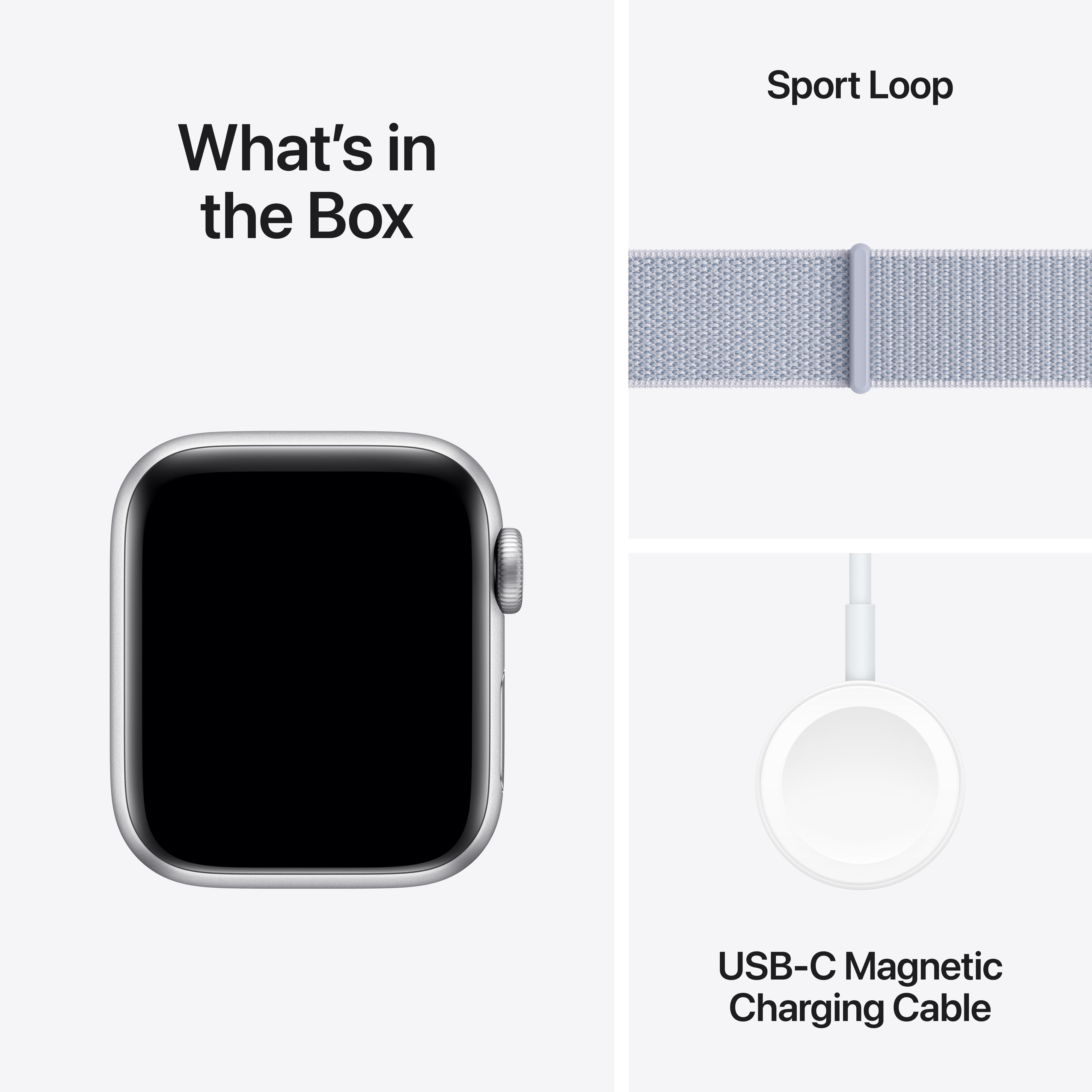 Open Box Apple Watch SE 2nd Generation 2024 (GPS) 40mm Silver Aluminum Blue Cloud Sports Loop