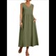 thumbnail image 3 of Vestido de Verano para Mujer 2025, Sin Mangas, Cuello en V, Informal, Escalonado, con Bolsillos Verde 5XL, 3 of 7