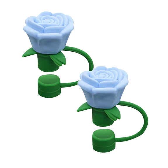 2Pcs 10mm Rose Flower Straw Covers for Stanley Cup,Silicone Cover Dust Proof Plugs Protector,Flower Straw Tips Drinking Dust Cap for 30&40 Oz Accessories