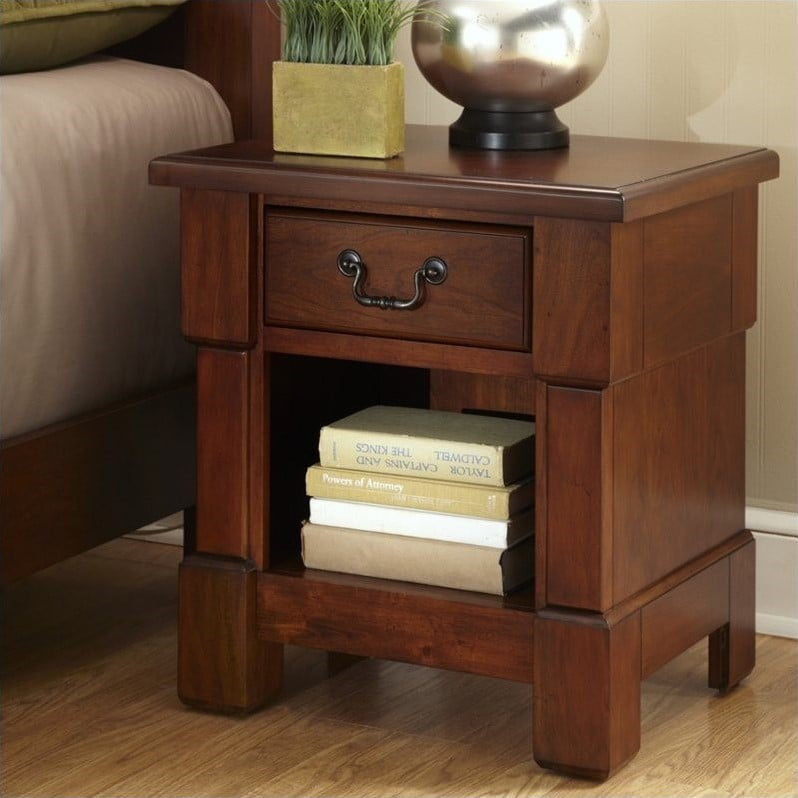 Home Styles The Aspen Collection Night Stand Rustic Cherry Black Walmart Com Walmart Com
