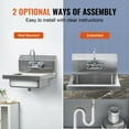 thumbnail image 4 of VEVOR 17"x12.8" Commercial Stainless Steel Hand Washing Sink with Faucet,Wall Mount Hand Basin, Utility Sink for Restaurant, Kitchen, Bar, Garage and Home, 4 of 8