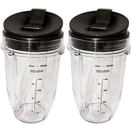Blendin Replacement Jar with Sip N Seal Lid, Compatible with Nutri Ninja Auto IQ and Duo Blenders (2, 18 Ounce)