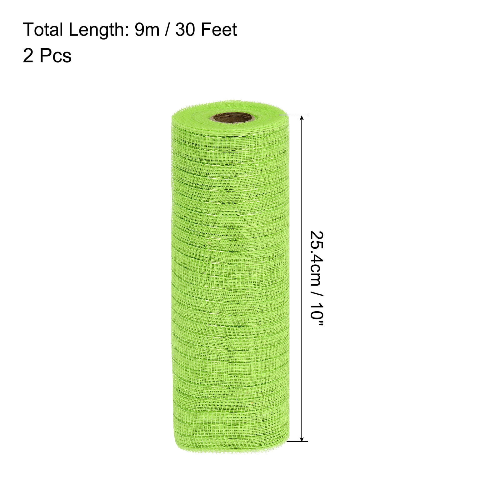 Uxcell 2 Pcs 10" x 30Feet PP Decorative Mesh Ribbon, Green with Green Foil