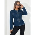 thumbnail image 5 of Women'S Plus Size Premium Denim Premium Bodice Long Sleeve Jacket Dark Blue S, 5 of 9