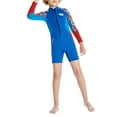 thumbnail image 3 of Traje de neopreno para niños, traje de buceo térmico con cremallera frontal para mantener el calor en el agua. Color Azul L, 3 of 9