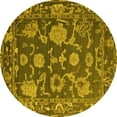 thumbnail image 1 of Ahgly Company Indoor Round Oriental Yellow Traditional Area Rugs, 4' Round, 1 of 4