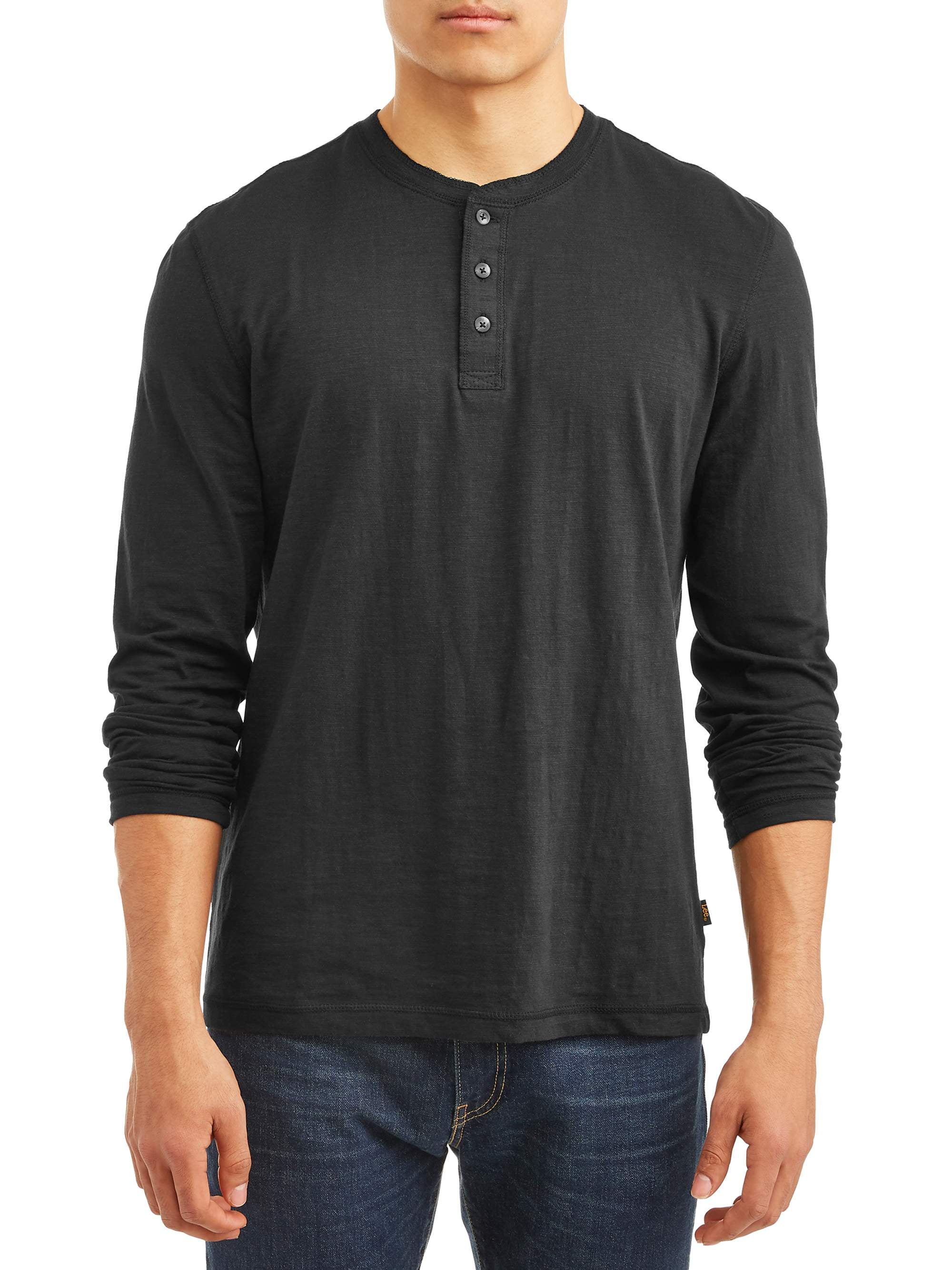 Men's Long Sleeve Textured Slub Core Henley, Available up to size XL ...