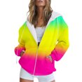 thumbnail image 1 of Women Casual Fashion Hooded Drawstring Colorful Printed Zipper Jacket with Pockets and Sweatshirt Style, 1 of 4