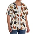 thumbnail image 4 of KLL Roosters and Chickens Print Men's Shirt Short Sleeve Button Down Summer Cuba Beach Shirts- Small, 4 of 7