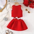 thumbnail image 5 of Owordtank Baby & Toddler Girls' Vest & Skirt Set (9M-5Y) - Sleeveless V-Neck Vest with Pleated A-Line Mini Skirt, 5 of 8