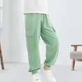 thumbnail image 3 of XinLfly Kids Cargo Pants Boys Girls Youth Drawstring with Pocket Trousers Casual Lightweight Quick Dry Outdoor Uniform Pants,Green,6-7T, 3 of 6