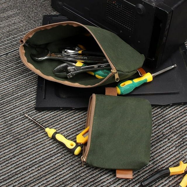 Wessleco Organisateur d'Outils en Toile Robuste : Grand Sac de Rangement Portable Gris pour Maison, Réparations Auto & Camping – Design Spacieux et Durable avec Compartiments d'Accès Faciles pour Électriciens, Entrepreneurs &