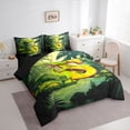 thumbnail image 2 of Castle Fairy Dinosaur Jungle Letter S Bedding Comforter Set 7pcs for Kids,Cartoon Wildlife Dino Queen Bedding Sets for Bedroom,Black Reversible, 2 of 7