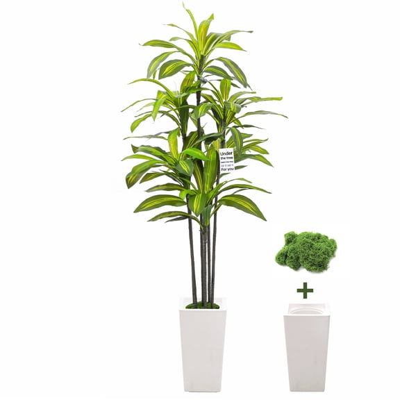 Superchoiece 5ft Artificial Dracaena Tree with Tall Planter,Faux Plants Indoor for Home Office Living Room Housewarming Gift