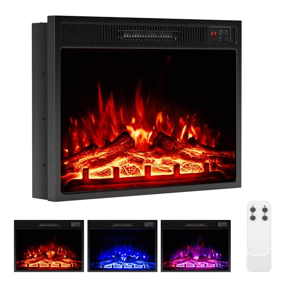 Giantex 24" 3-Sided Electric Fireplace Insert, 750W/1500W Fireplace Log Heater w/Remote Control
