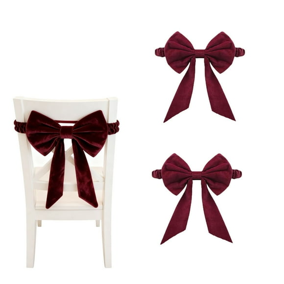 ABPWLY Housse de Chaise Rouge de Noël avec Nœud, Ensemble Décoratif, Sangle de Dossier, Housse de Protection, Banquet des Fêtes, Salle à Manger, Déco Maison, Accessoire Festif pour Mariage et Fête, Installation Facile, 2 Pcs Housses de Dossier de Chaise