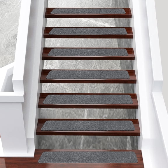 NAISHIER 10 Pack Outdoor Stair Treads Non Slip 32" x 6", Weather Resistant Exterior Grip Tape for Wooden Steps, Waterproof 80-Grit Adhesive Treads