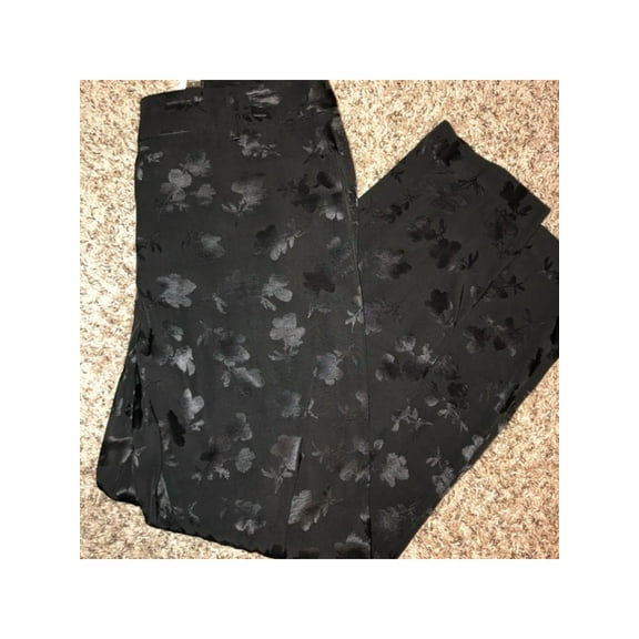 CALVIN KLEIN Womens Black Embossed Slim Fit Floral Pants 10