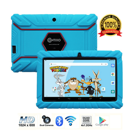 Contixo V8-1 Android 7 Inch Kids Tablet with WiFi 16GB, Kids Place Parental Control Pre installed 20 + Education Learning Apps, HD Display, Kid Safe w/Kid-Proof Protective Case- Light (Best Cheap 7 Inch Android Tablet)