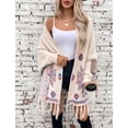 thumbnail image 2 of SWSMCLT Women's Long Sleeve Cardigan Knit Shawl Lightweight Open Front Sweater Cape Poncho Cardigan Sweater Oversized Thick Boho Apricot Small-X-Large, 2 of 5